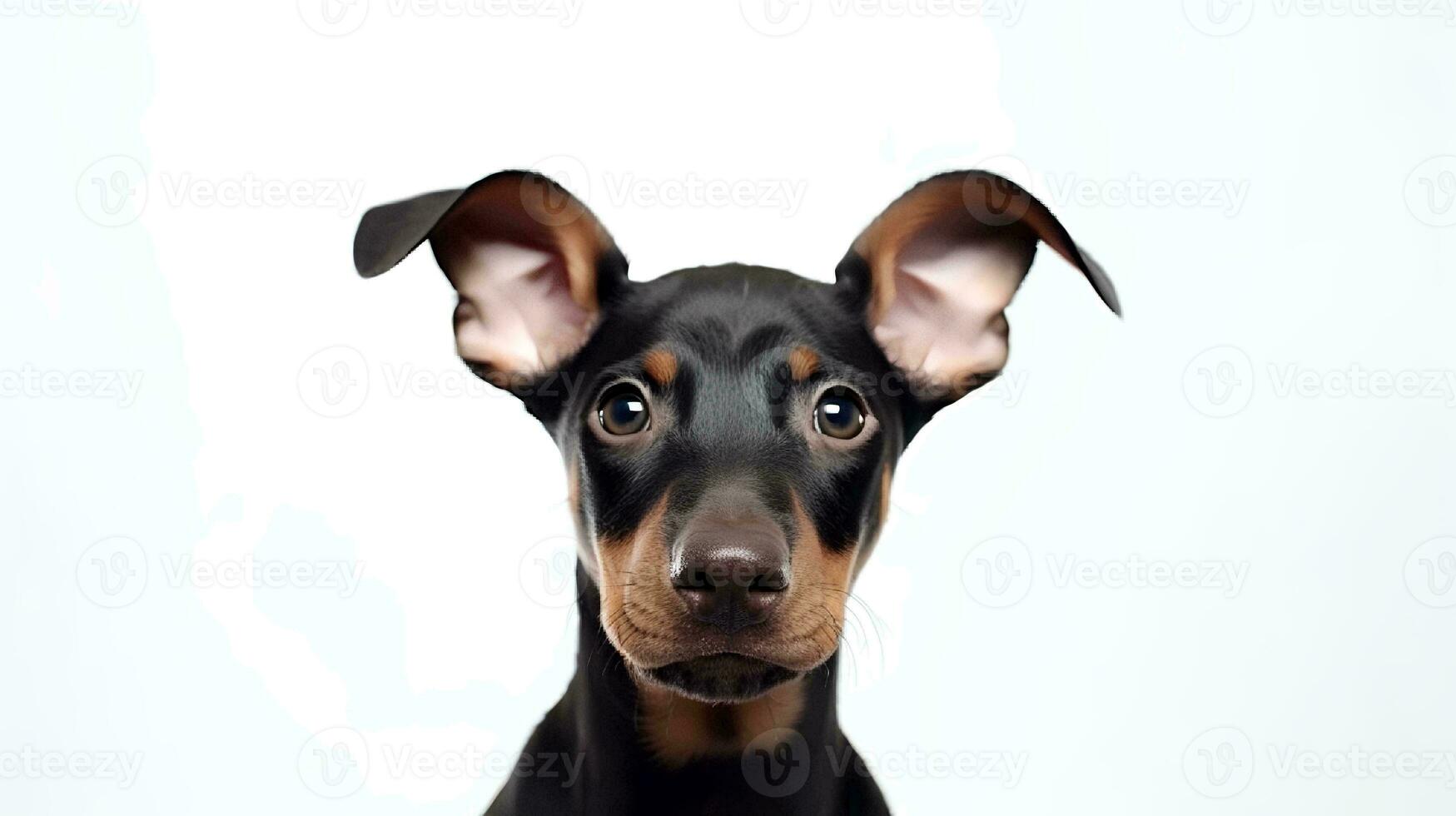 Photo of a doberman on white background. Generative AI