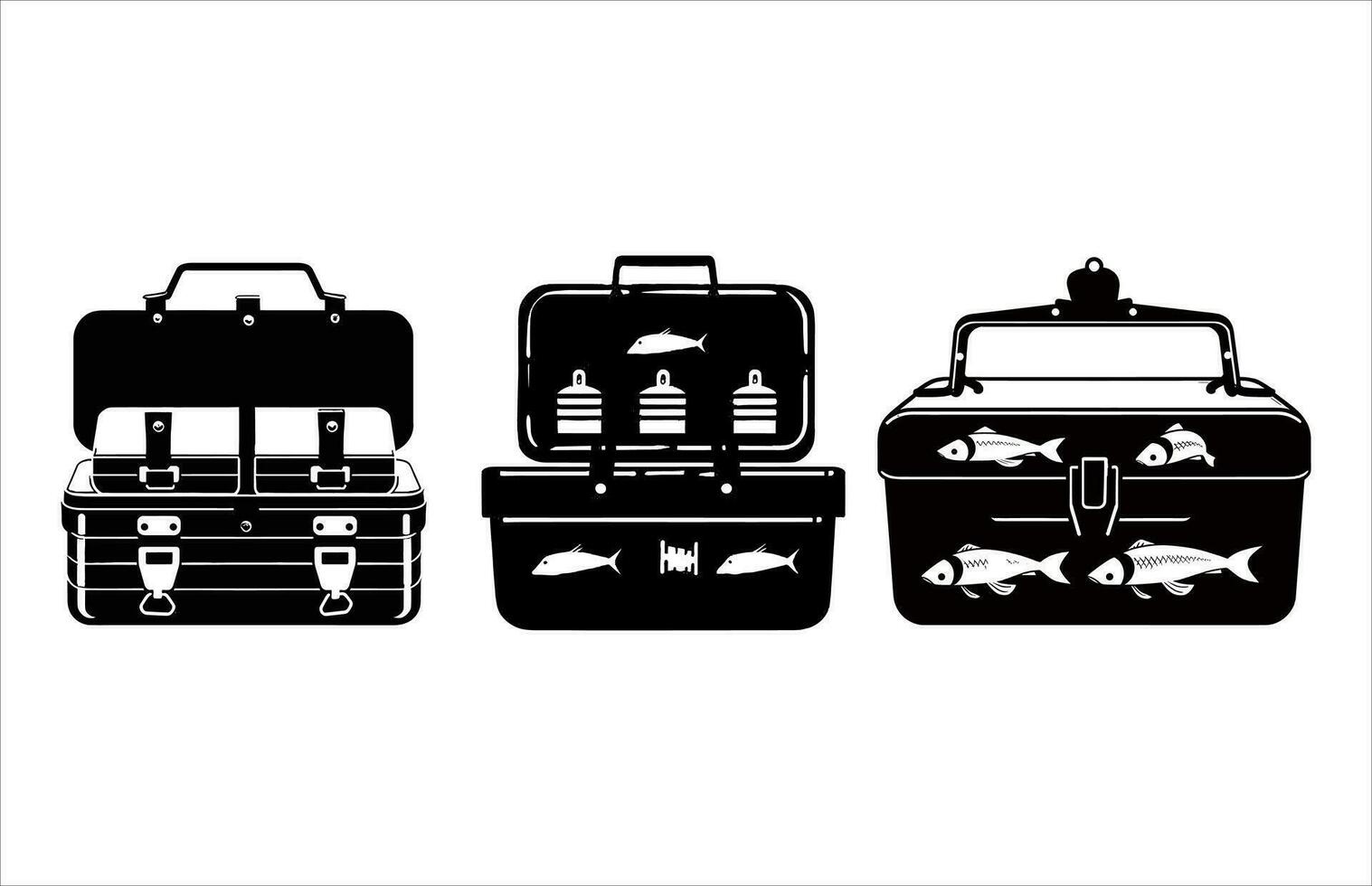 ishing Tackle Box vector bundle, Fishing Tackle Boxes silhouette