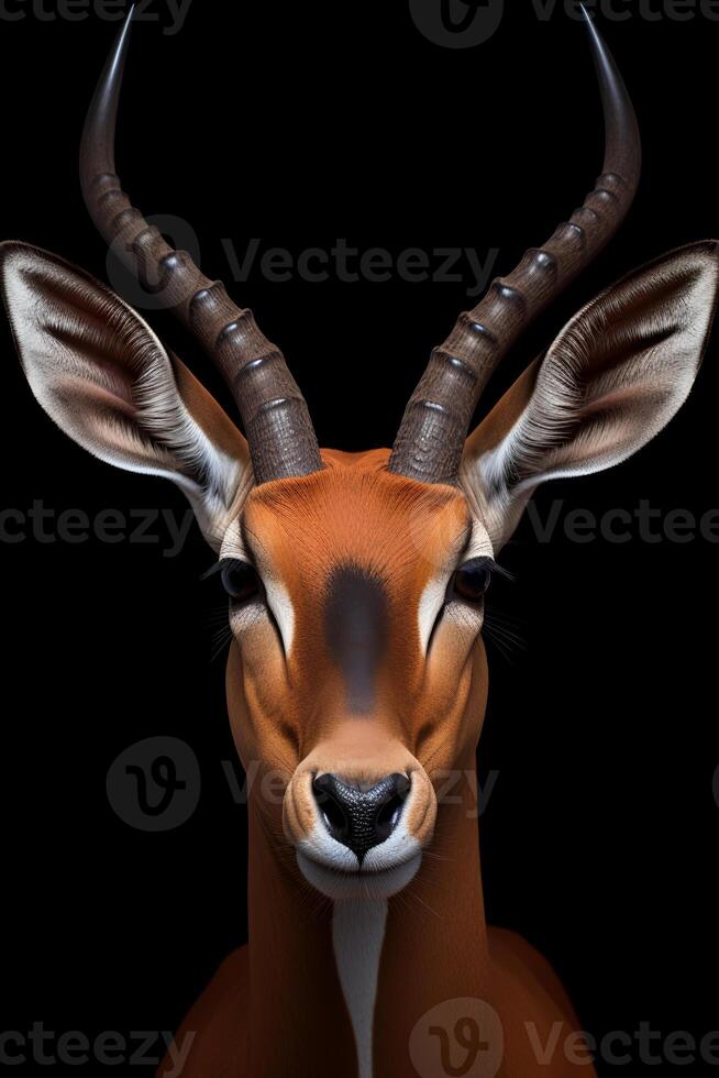 Photo of Impala on black background. Generative AI