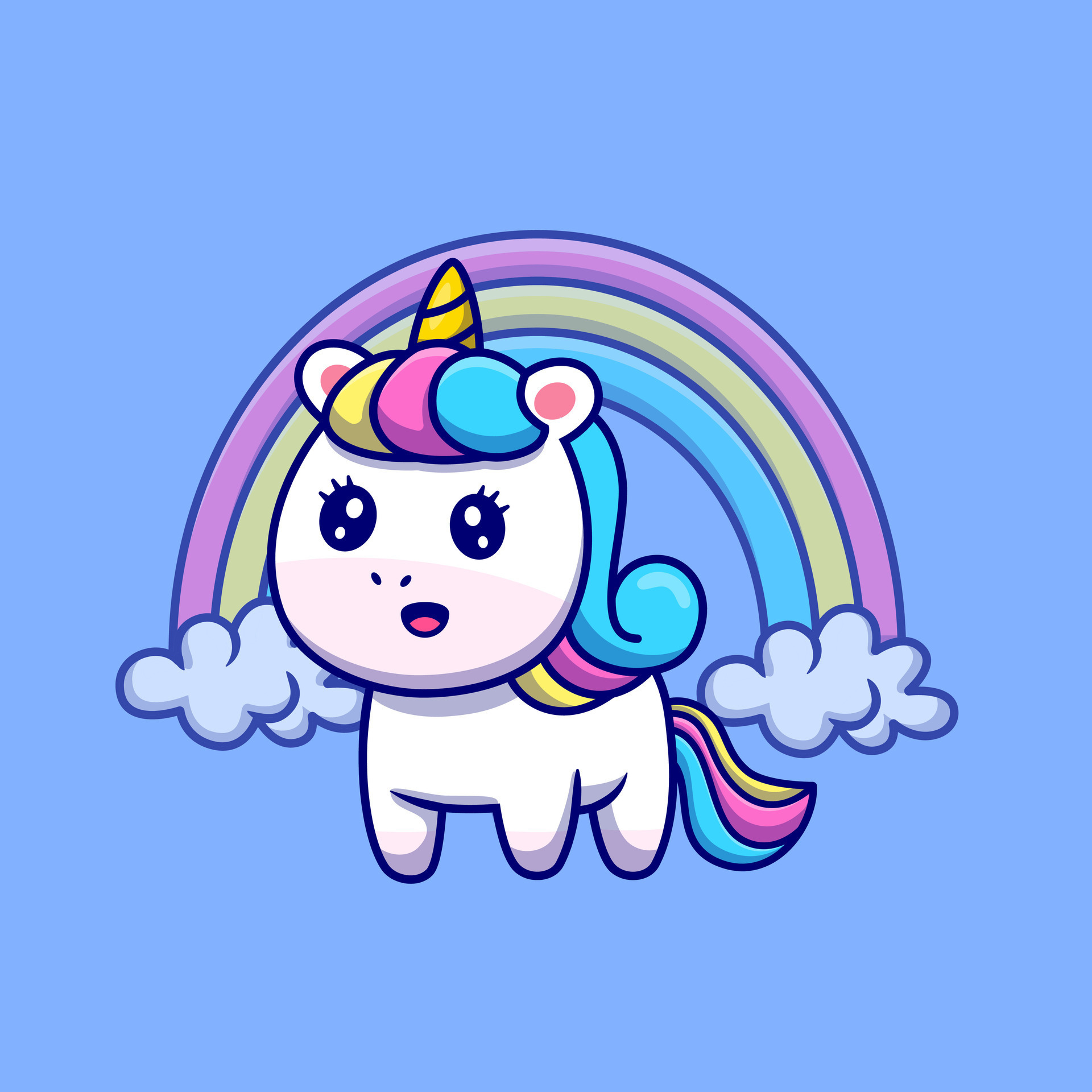 Cute Unicorn With Rainbow Cartoon Vector Icon Illustration. Animal ...