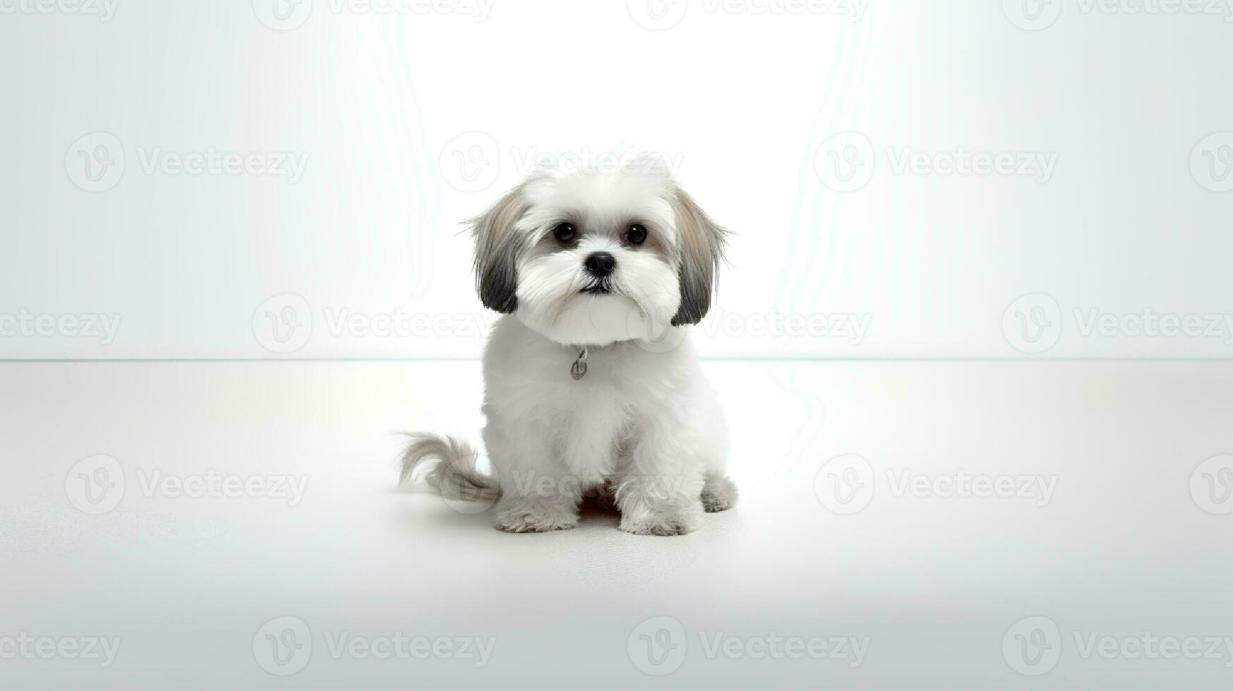 Photo of a shih tzu on white background. Generative AI