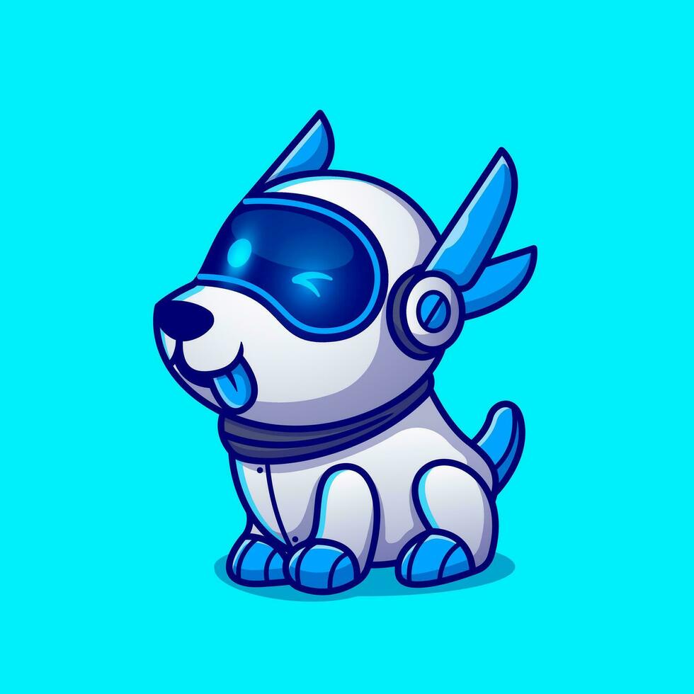 Cute Dog Robot Cartoon Vector Icon Illustration. Animal Technology Icon Concept Isolated Premium Vector. Flat Cartoon Style