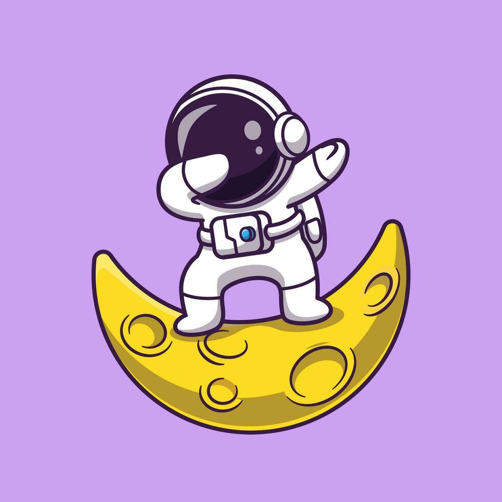 Astronauts Dabbing On The Moon Cartoon Vector Icon  Illustration. Science Fiction Space Icon Concept Isolated  Premium Vector. Flat Cartoon Style