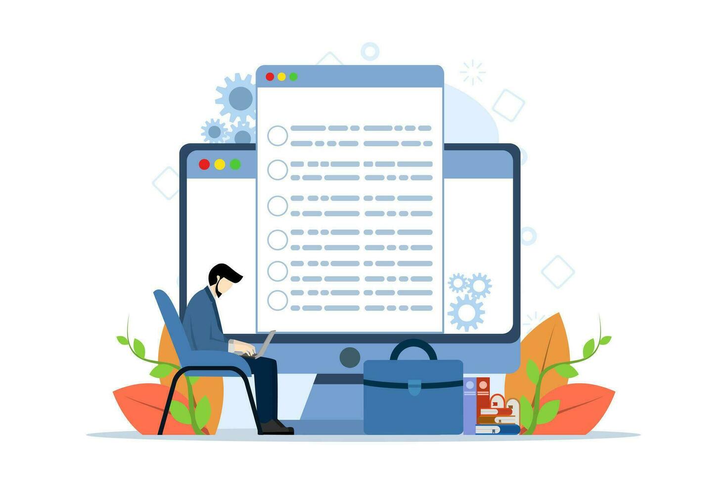 job vacancy concept, Entrepreneur, submit your CV concept with small people. Apply for a job. Hiring, hour service, starting your career, company company website, headhunting metaphor. vector