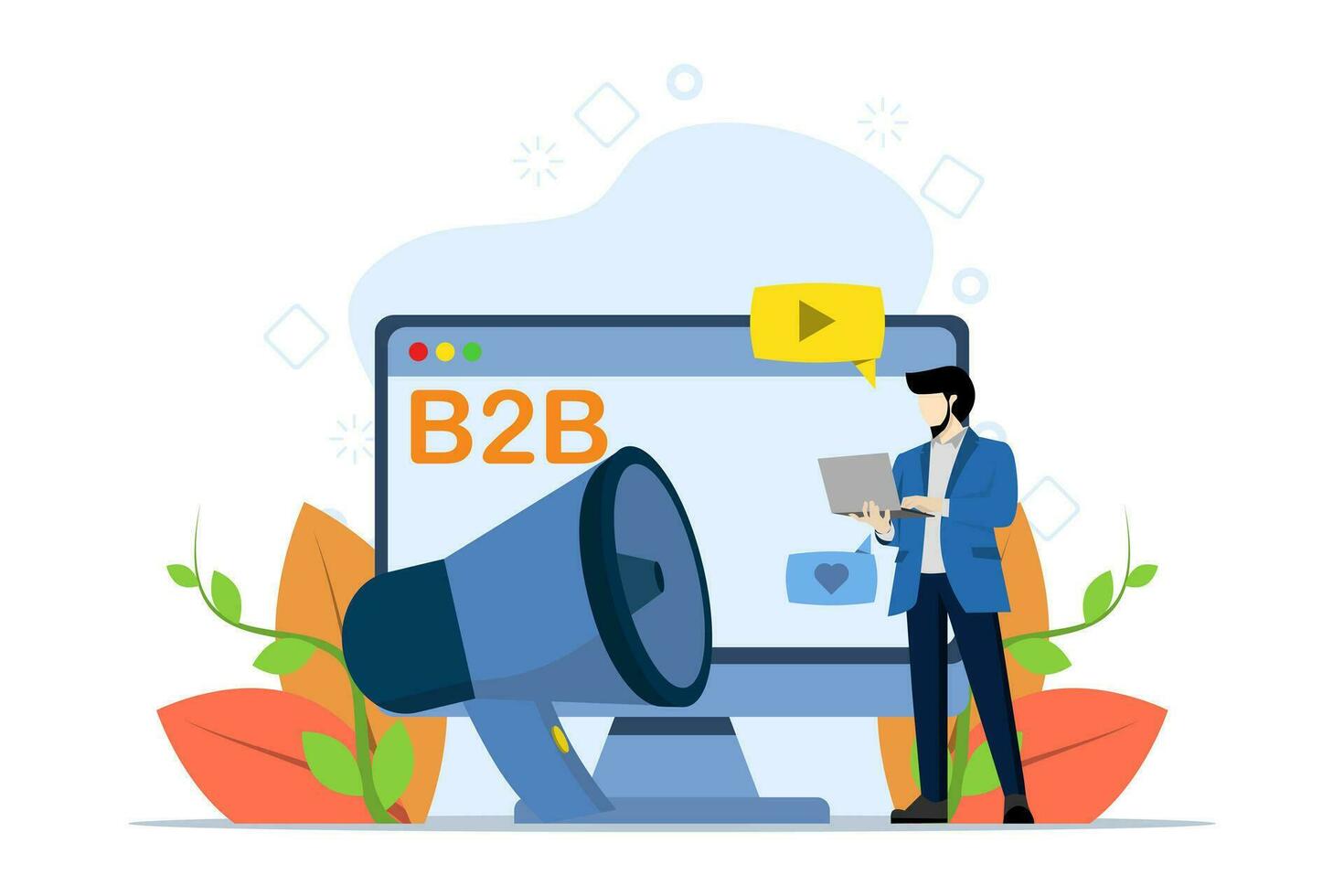 b2b marketing, ventas representante, personalizado rebaja concepto con minúsculo gente. telemarketing vector ilustración. digital campaña, ventas agente, marca representante, empresa metáfora.