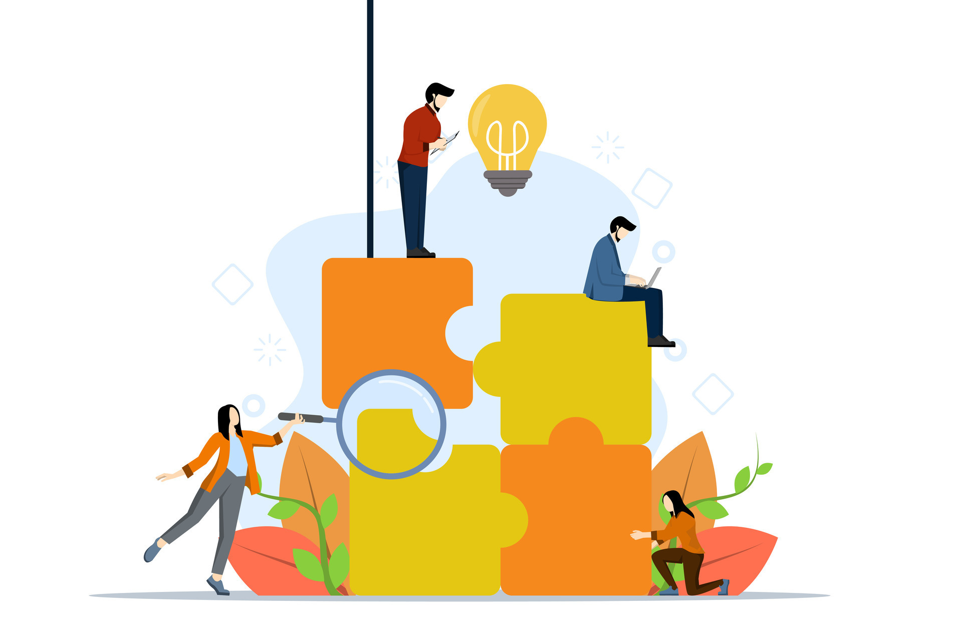 Teamworking or support concept connecting puzzle Vector Image