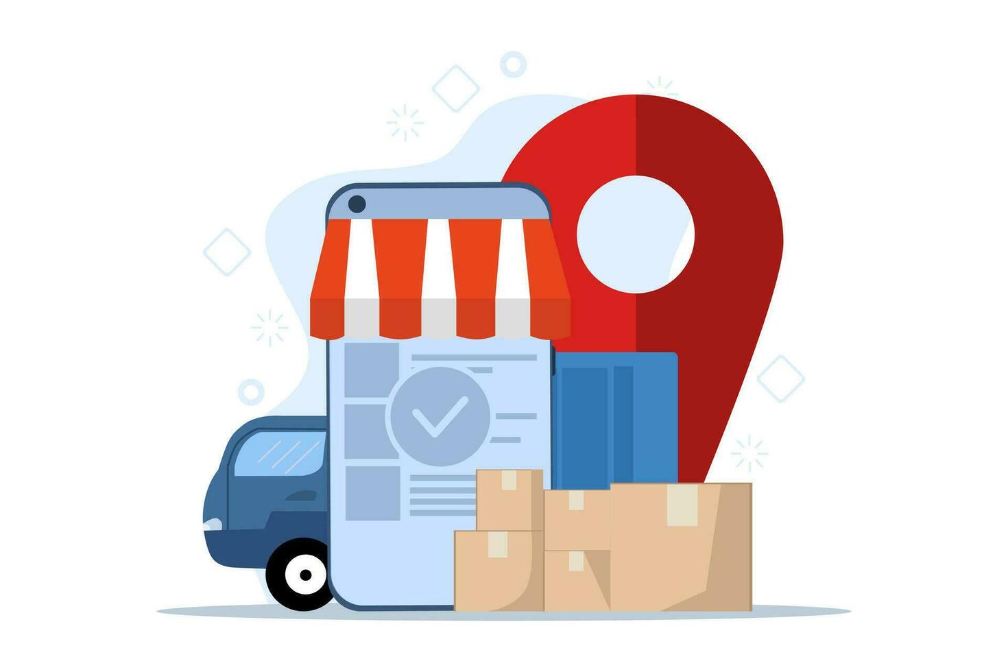 draft order shipped, order received, order approved. Package tracking system, digital shopping, online purchase distribution abstract vector illustration. flat vector illustration.