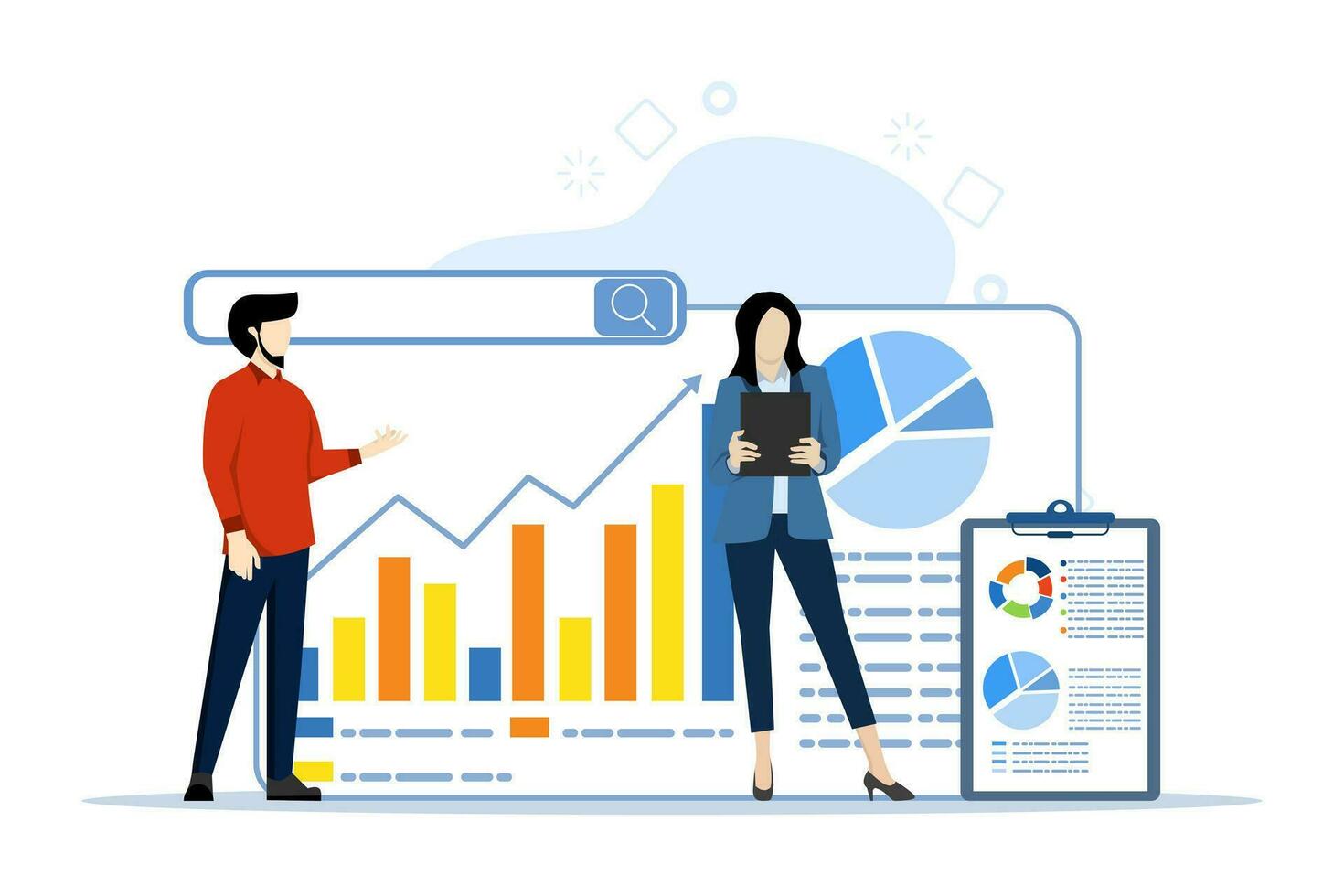 concept of workflow, project management, leadership in managing business processes. business management. Waterfall, agile, development team, productivity software, coaching metaphor. vector