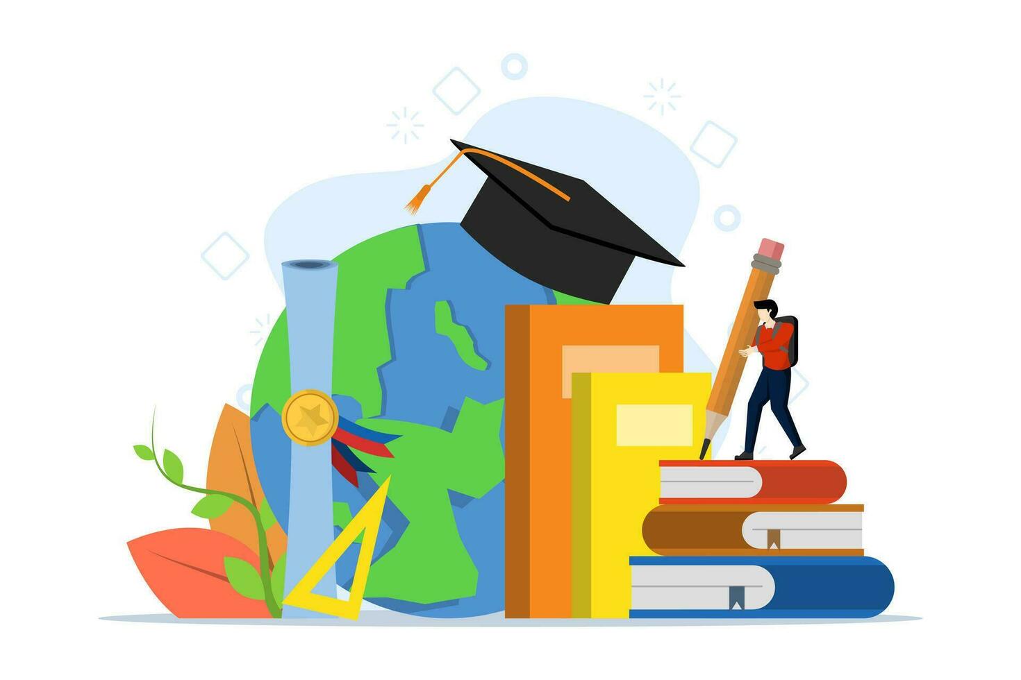 University campus vector illustration concept with students and school elements. back to school. school season. University entrance examination. costs to enter the university. flat vector illustration