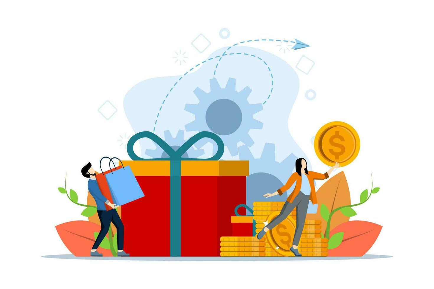 personalized sale concept with tiny people. B2B marketing, sales representative, telemarketing vector illustration. Digital campaign, sales agent, brand representative, company metaphor.