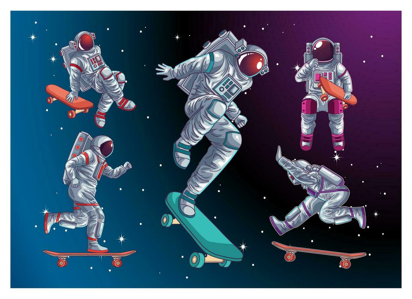 conjunto de astronautas personaje en el espacio vector