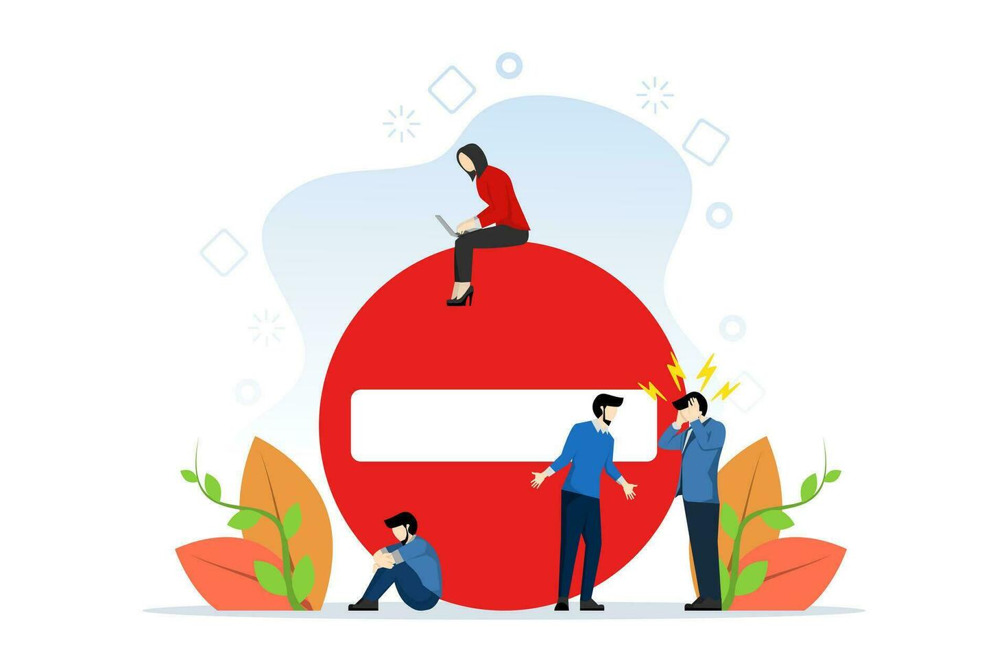 Business concept vector illustration, problems at work, stress, job, burnout, emotion, frustration, weakness, bad corporate culture. toxic work environment. work under pressure. vector illustration.