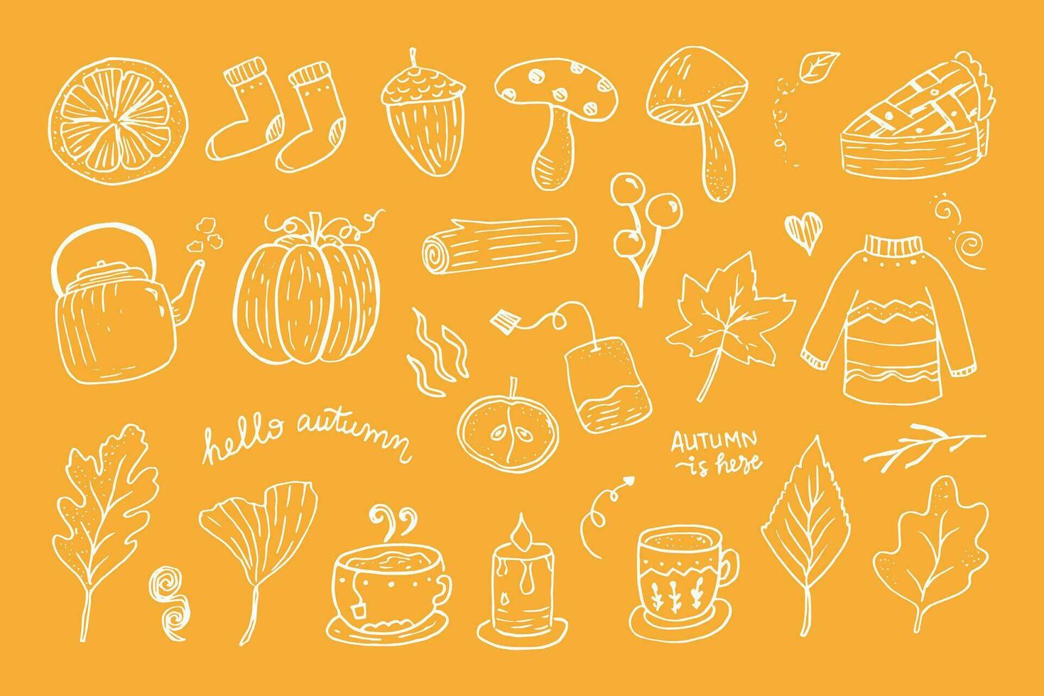 Cute Autumn Doodle Art Collection vector