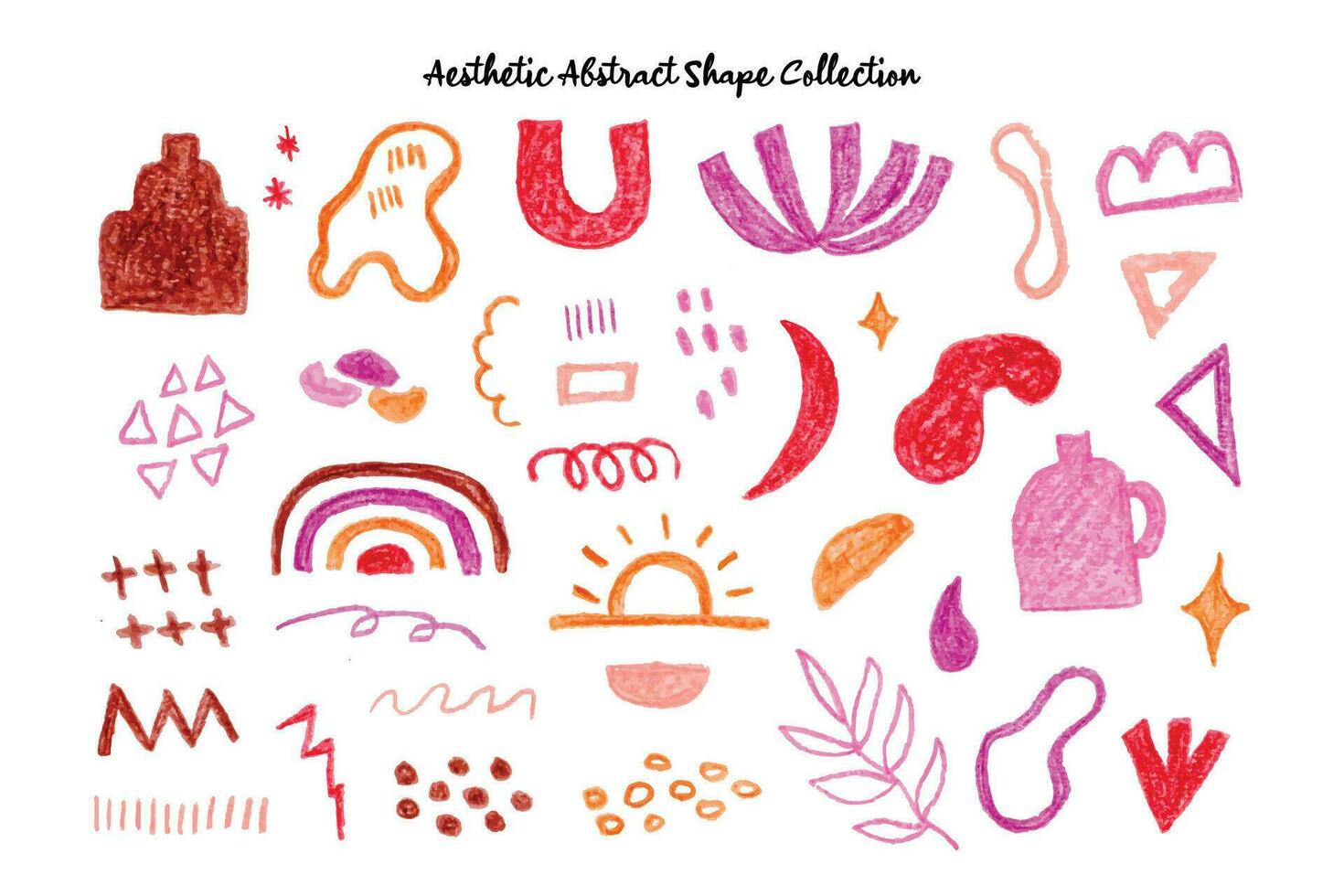 Cute Aesthetic Hand Drawn Abstract Shape Collection vector