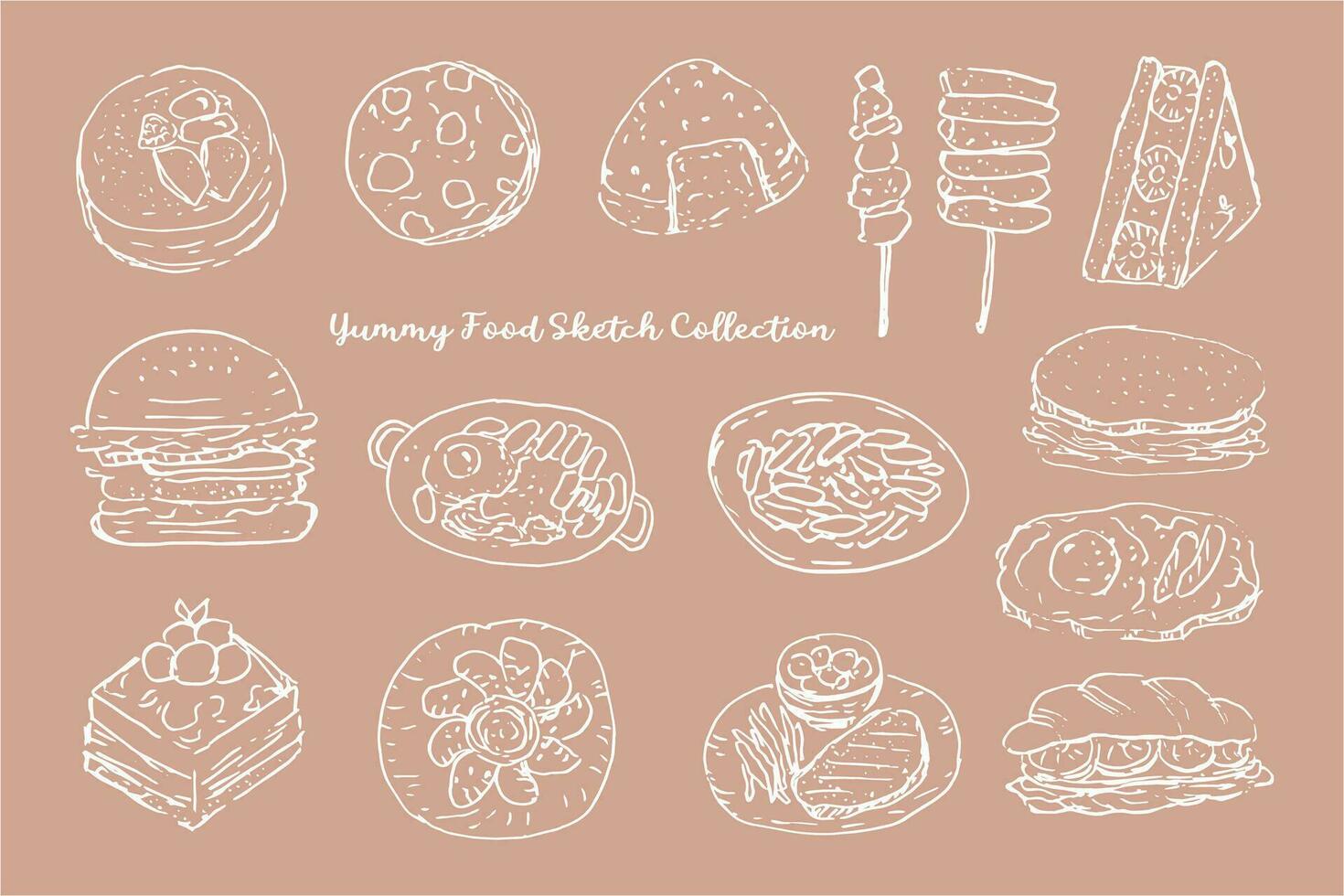 Cute Hand Drawn Yummy Food Illustration Doodle vector