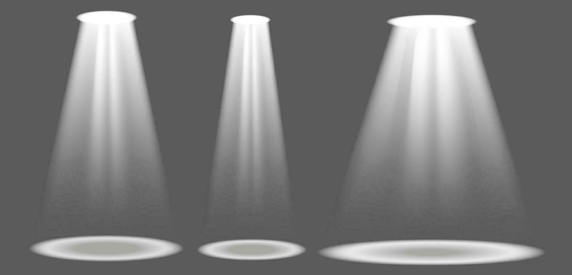 Searchlight illuminates the blank backdrop. Template with floodlight for presentation on a gray background. Vector illustration eps10 format