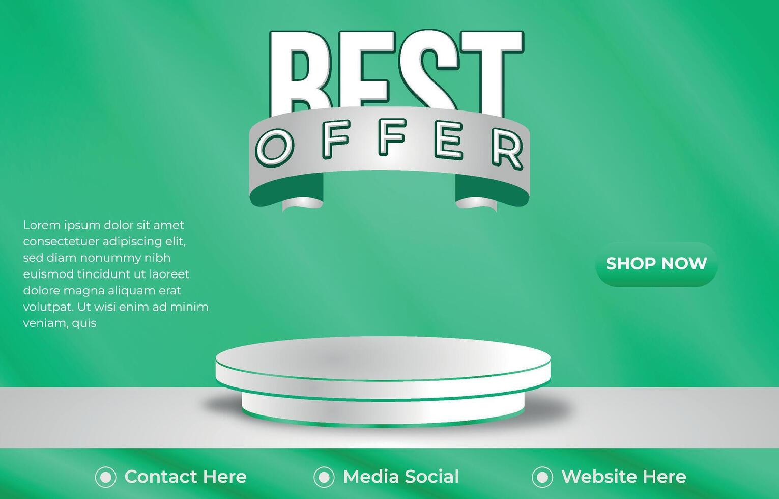 best offer sale discount template banner with podium 3d empty space for product sale with abstract gradient background design vector