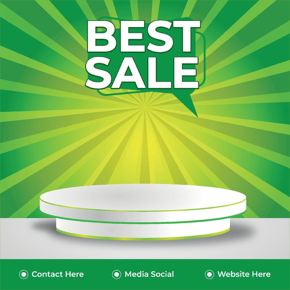 best offer sale discount template social media post with podium 3d empty space for product sale with abstract gradient background design vector