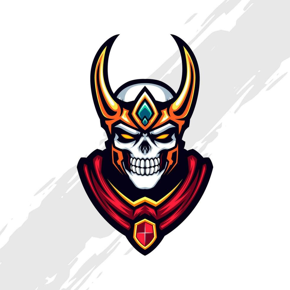 Golden Horn Skull Viking Soldier Mascot Logo vector