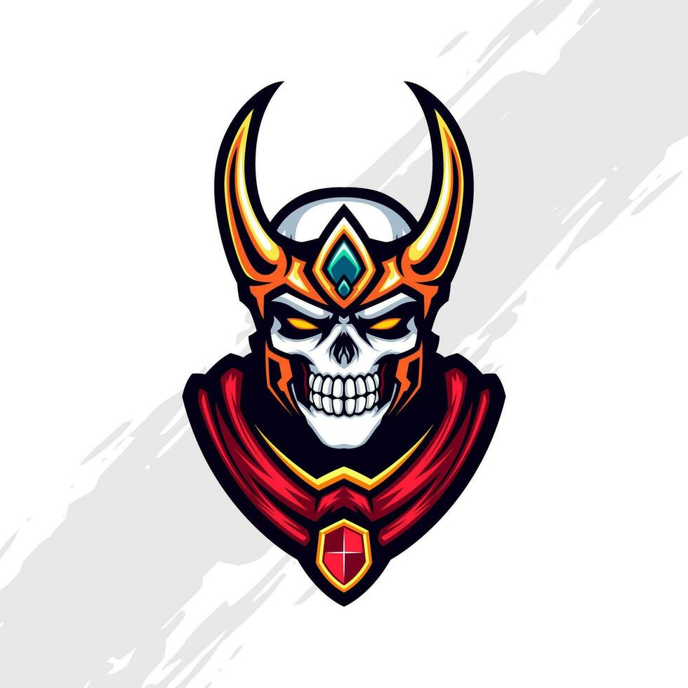 dorado cuerno cráneo vikingo soldado mascota logo vector