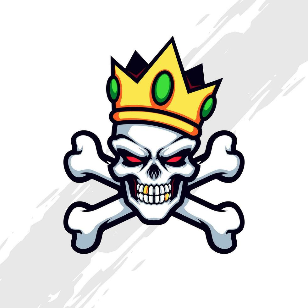 muerto Rey crossbone símbolo mascota logo vector