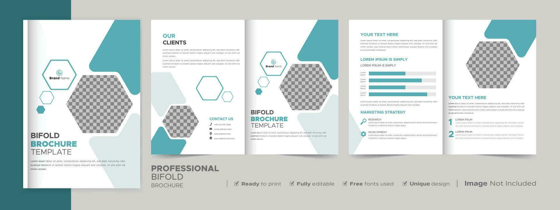 Corporate Bi-fold Brochure Template, Catalog, Booklet Template Design. Fully Editable. vector