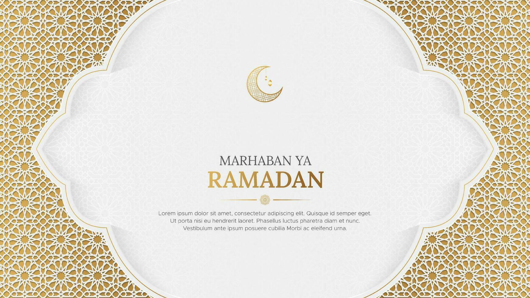 Ramadan Kareem white and golden Islamic background with decorative ornament pattern vector
