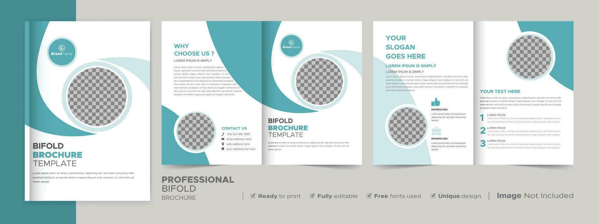 Corporate Bi-fold Brochure Template, Catalog, Booklet Template Design. Fully Editable. vector