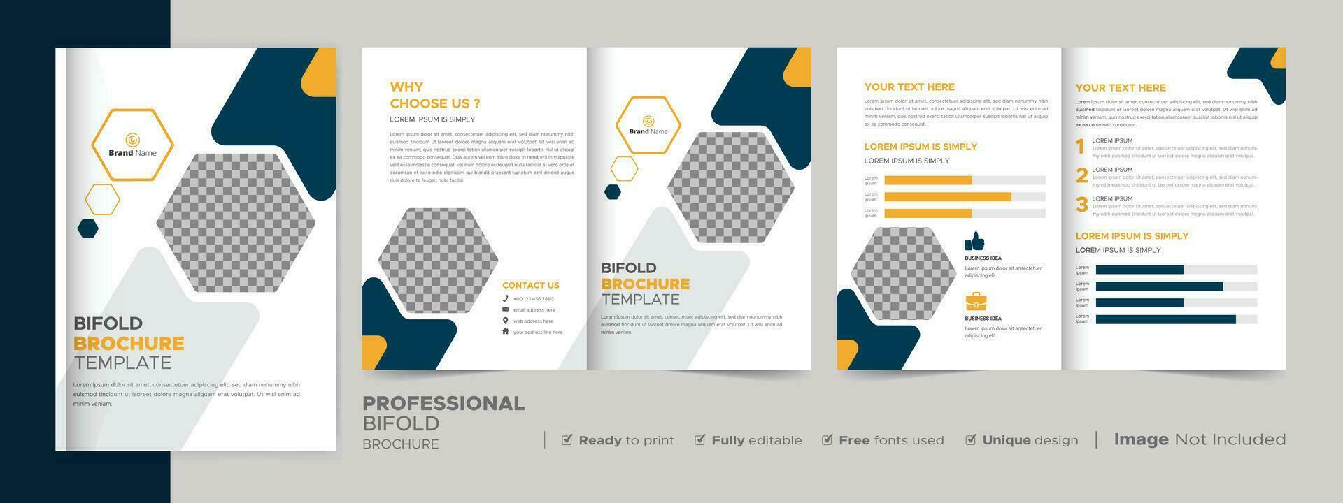 Corporate Bi-fold Brochure Template, Catalog, Booklet Template Design. Fully Editable. vector