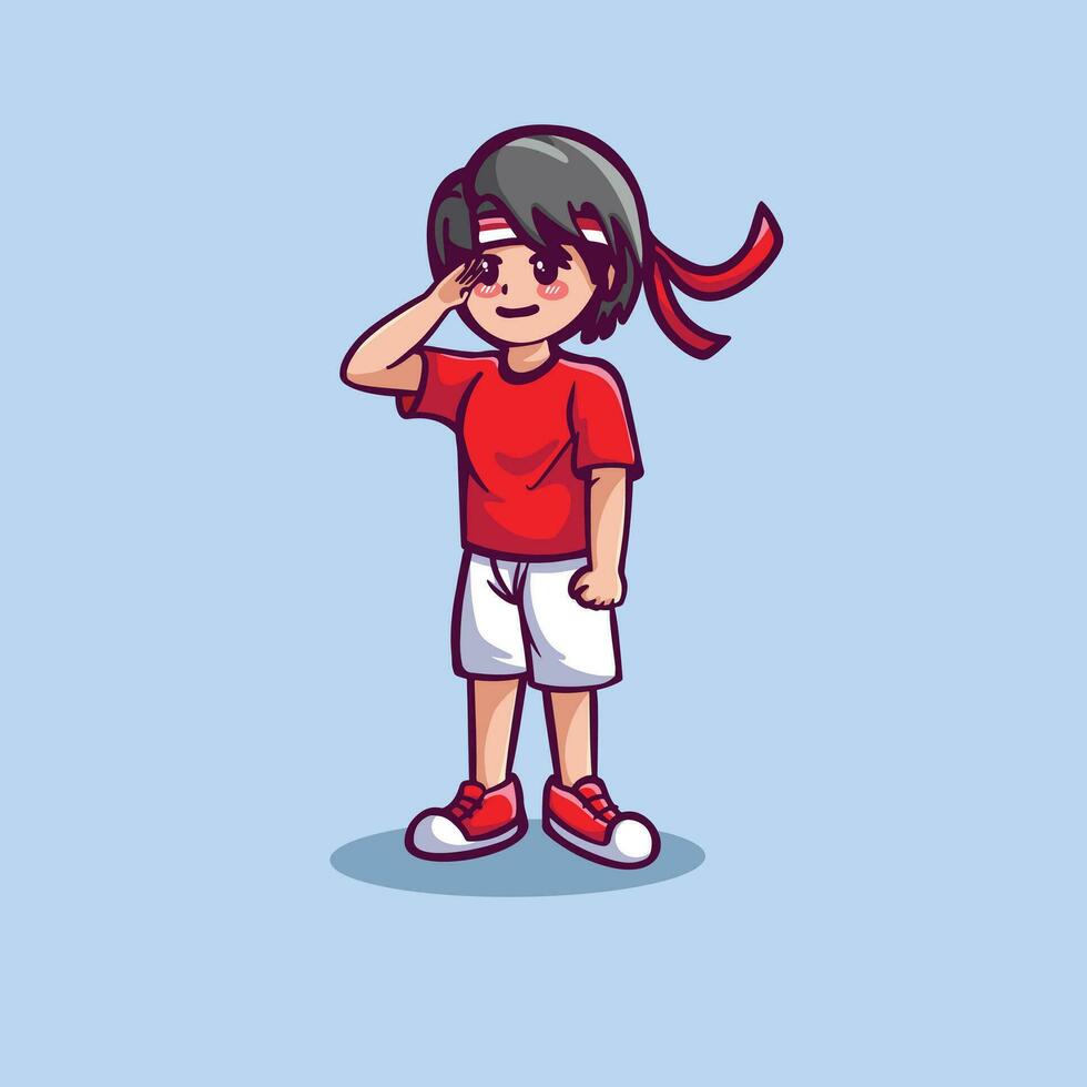 cute boy  indonesian independence day vector