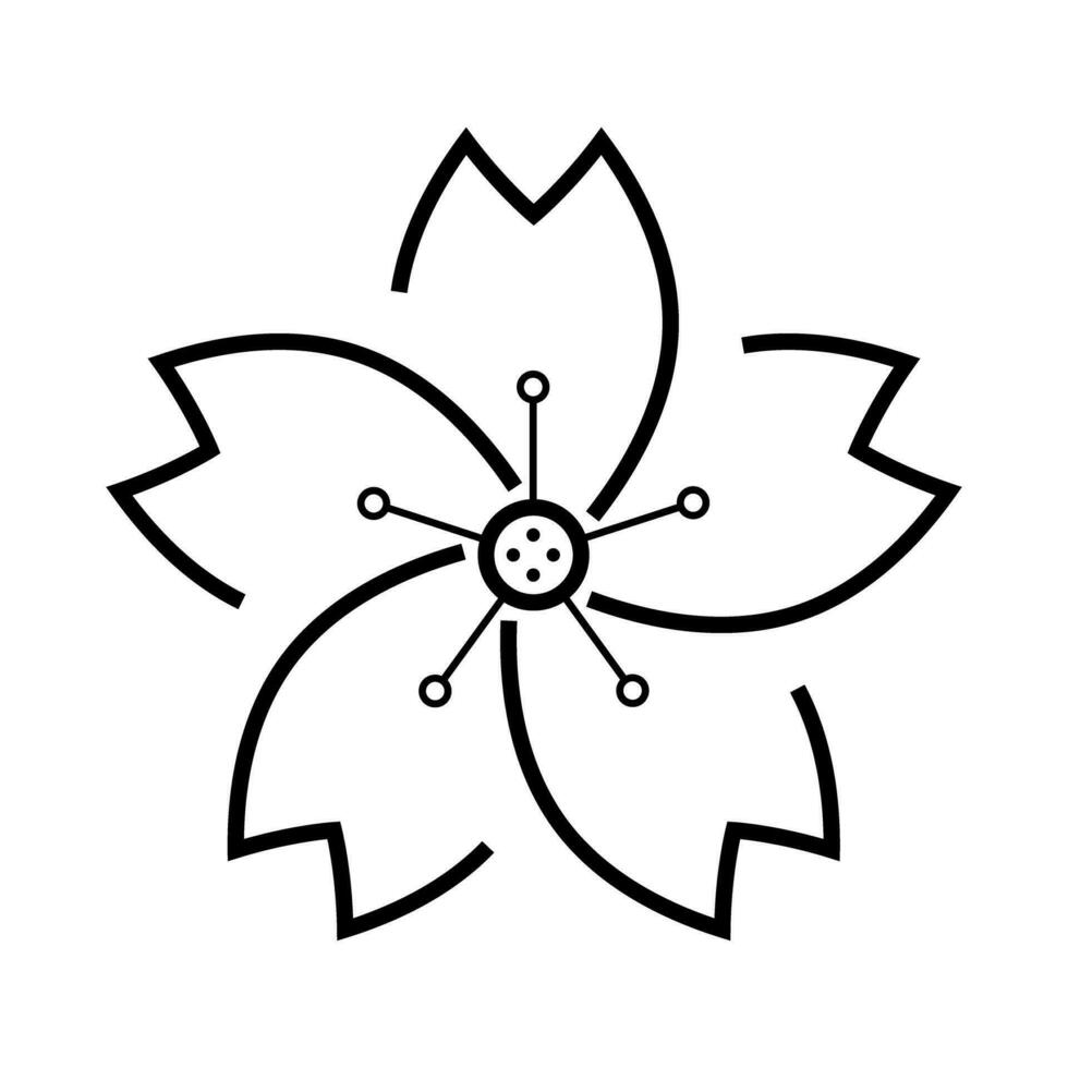 Simple icon of cherry petals. The seasonal flower of spring in Japan. Vector. vector