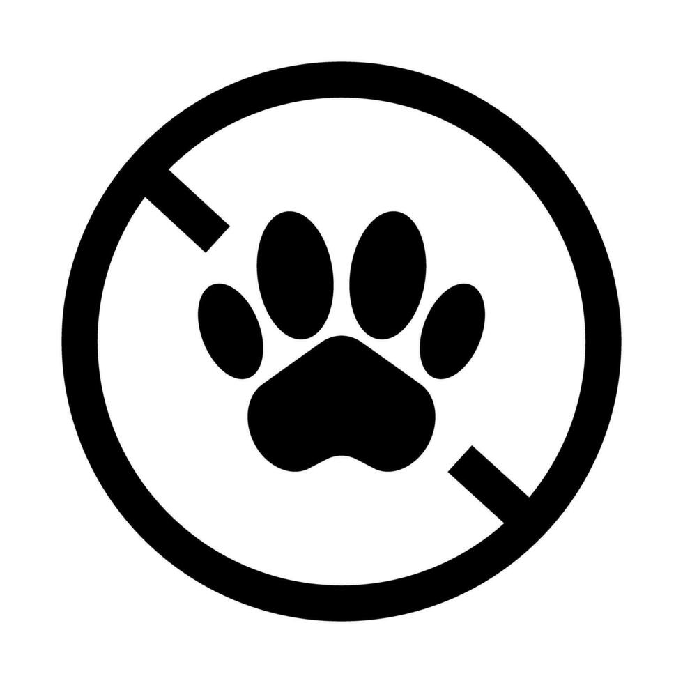 Simple no animal silhouette sign. No pets allowed. Paw and stop sign. Vector. vector
