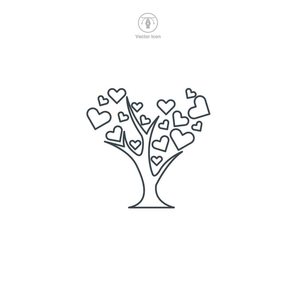 Tree with Heart icon symbol vector illustration isolated on white background