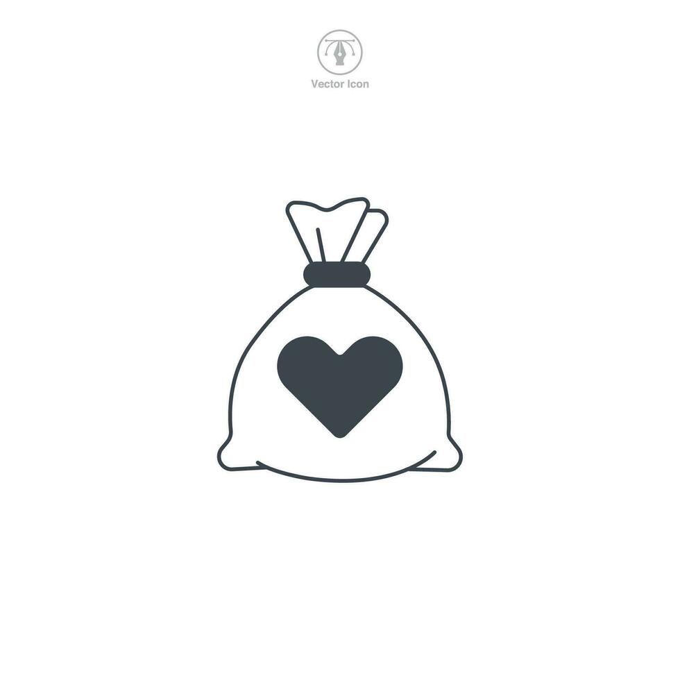 dinero bolso con corazón icono símbolo vector ilustración aislado en blanco antecedentes