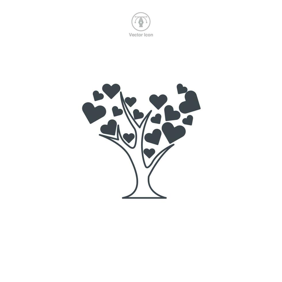 árbol con corazón icono símbolo vector ilustración aislado en blanco antecedentes