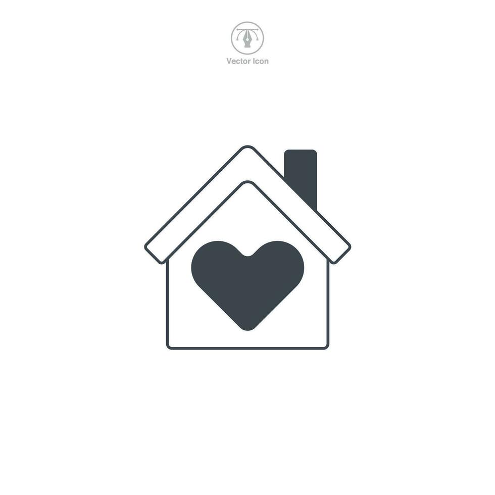 hogar con corazón icono símbolo vector ilustración aislado en blanco antecedentes