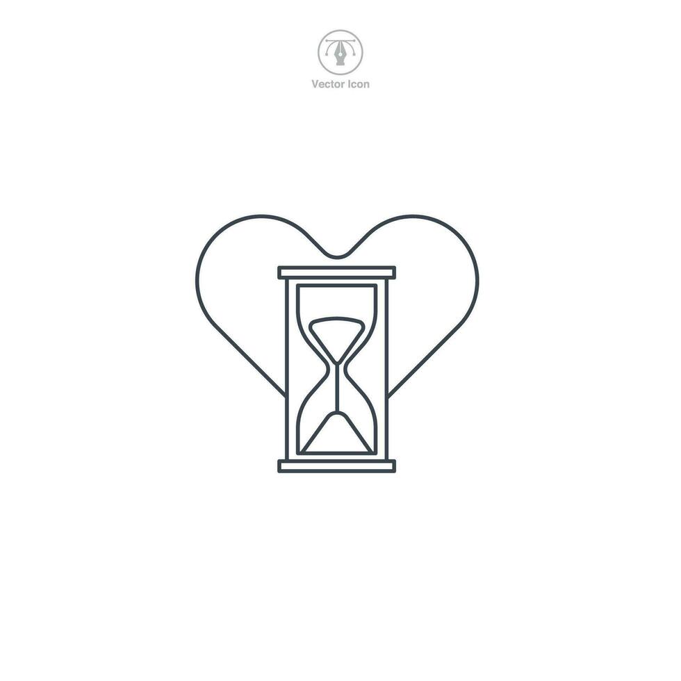 Hourglass with Heart icon symbol vector illustration isolated on white background