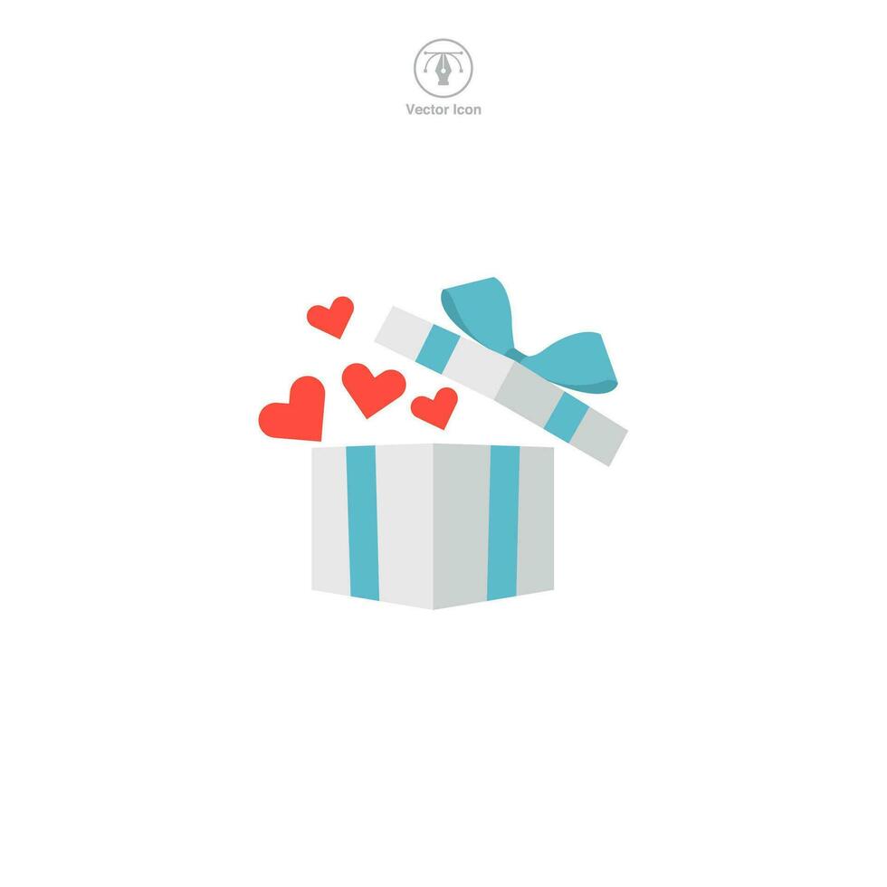 Gift Box with Heart icon symbol vector illustration isolated on white background