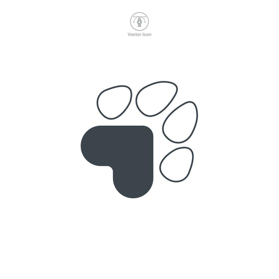 mascota pata con corazón icono símbolo vector ilustración aislado en blanco antecedentes