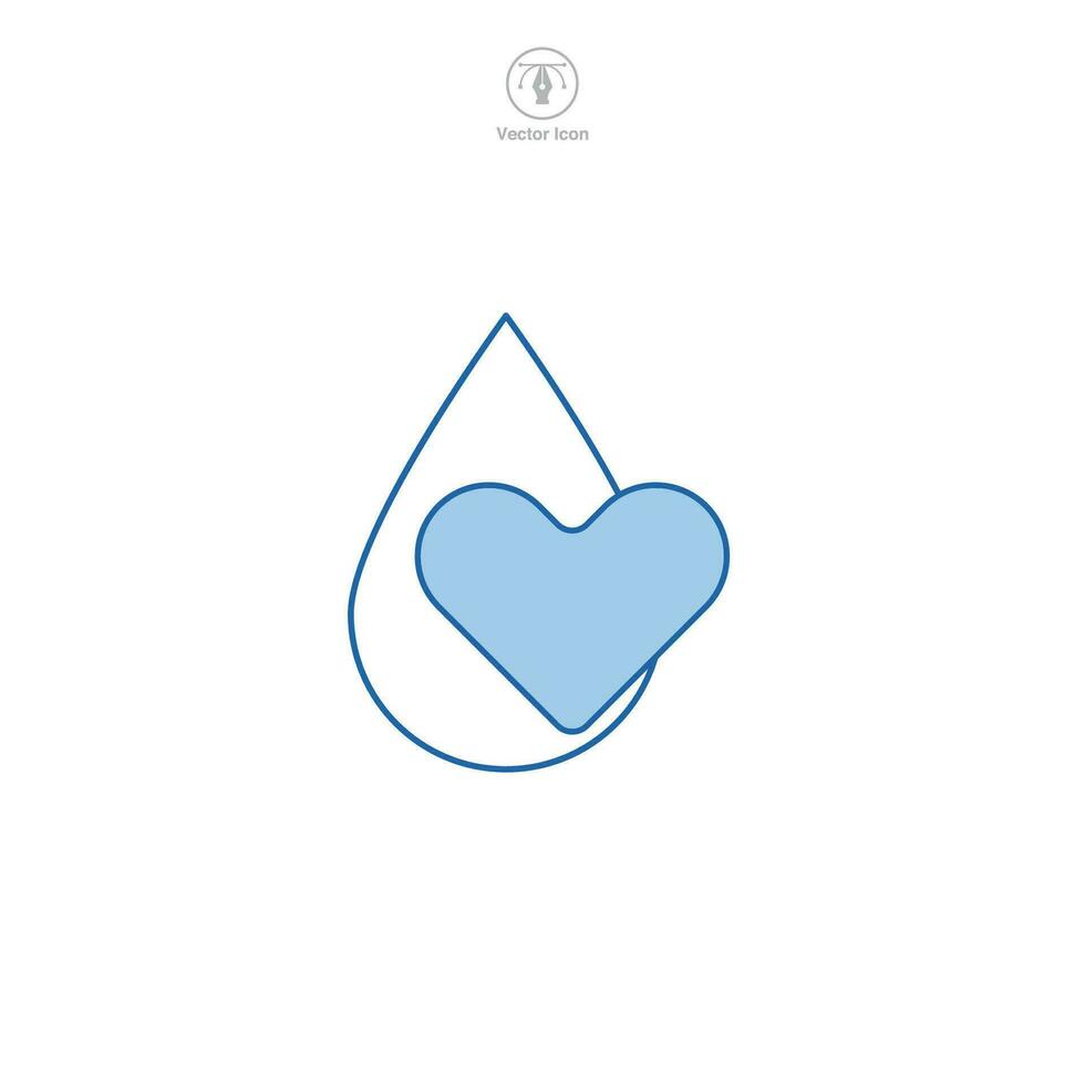 agua soltar con corazón icono símbolo vector ilustración aislado en blanco antecedentes