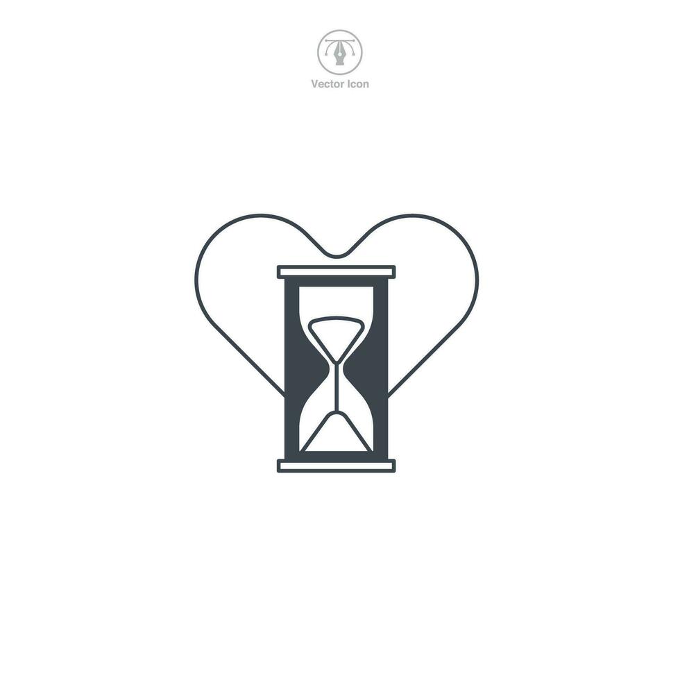 Hourglass with Heart icon symbol vector illustration isolated on white background