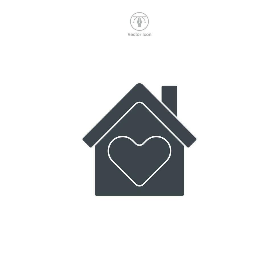 hogar con corazón icono símbolo vector ilustración aislado en blanco antecedentes