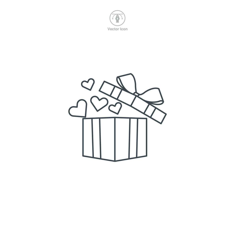 Gift Box with Heart icon symbol vector illustration isolated on white background