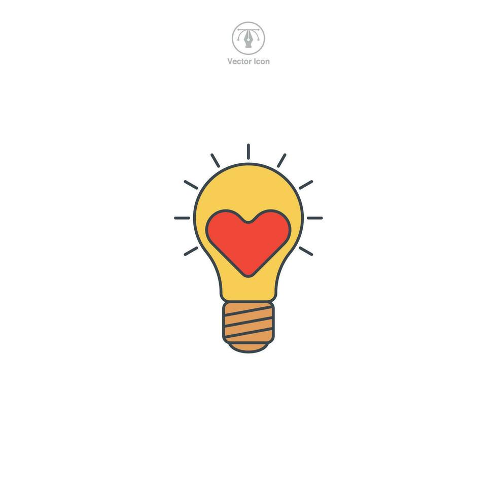 Light Bulb with Heart icon symbol vector illustration isolated on white background