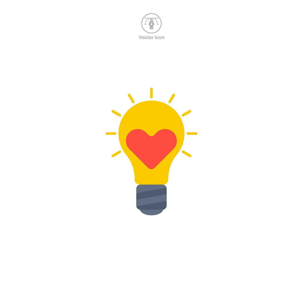 ligero bulbo con corazón icono símbolo vector ilustración aislado en blanco antecedentes