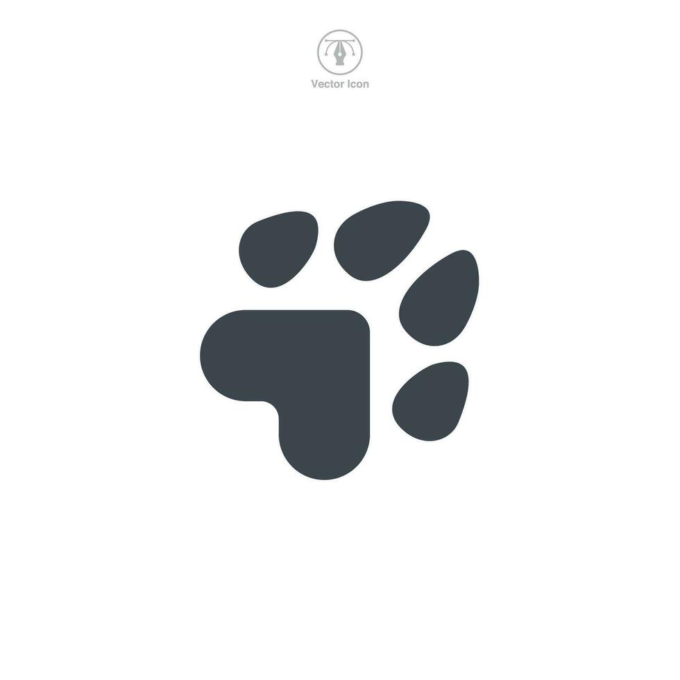 Pet Paw with Heart icon symbol vector illustration isolated on white background