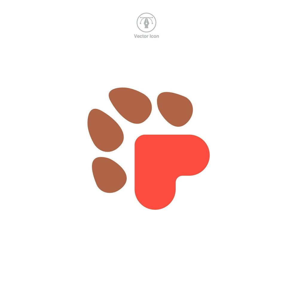 Pet Paw with Heart icon symbol vector illustration isolated on white background