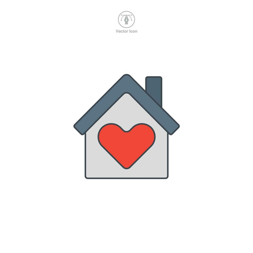 hogar con corazón icono símbolo vector ilustración aislado en blanco antecedentes