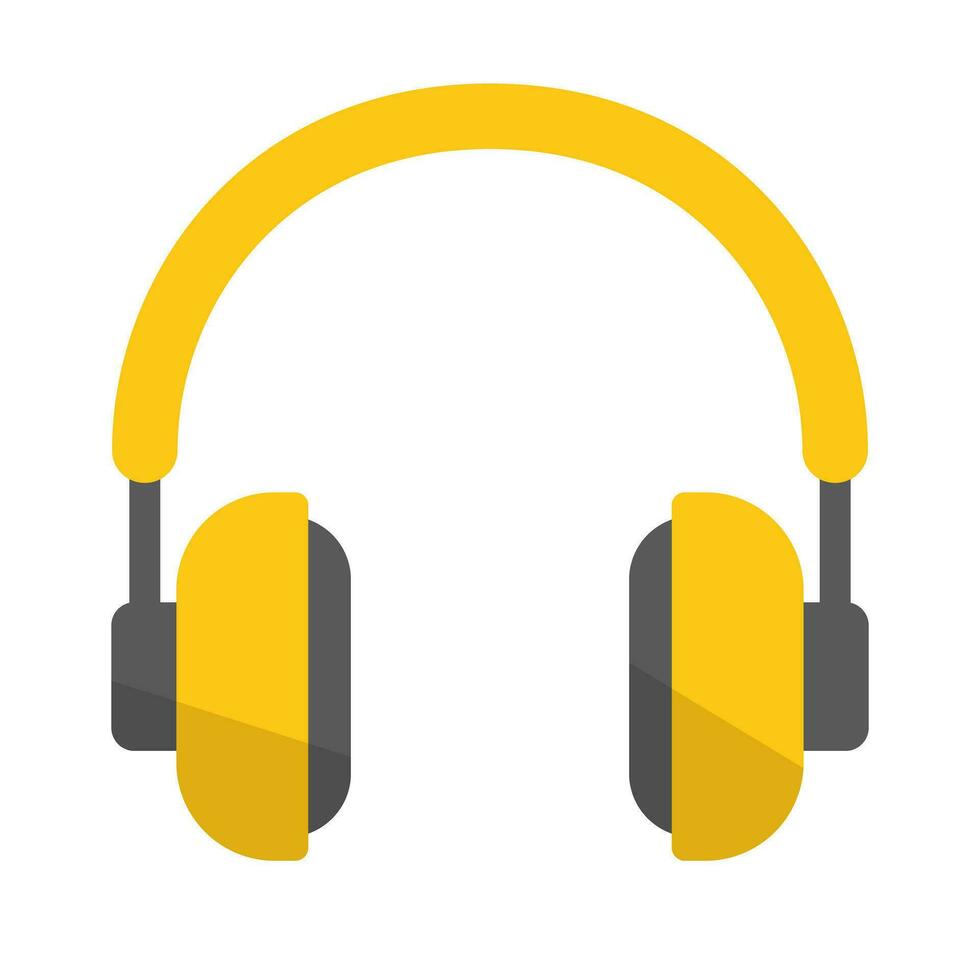 Flat design modern yellow headphone icon. Listening. Vector. vector