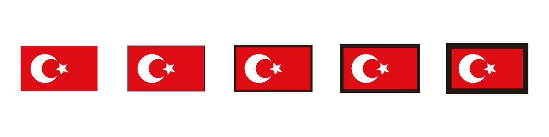 conjunto de íconos de turco bandera con diferente línea espesores. vector. vector